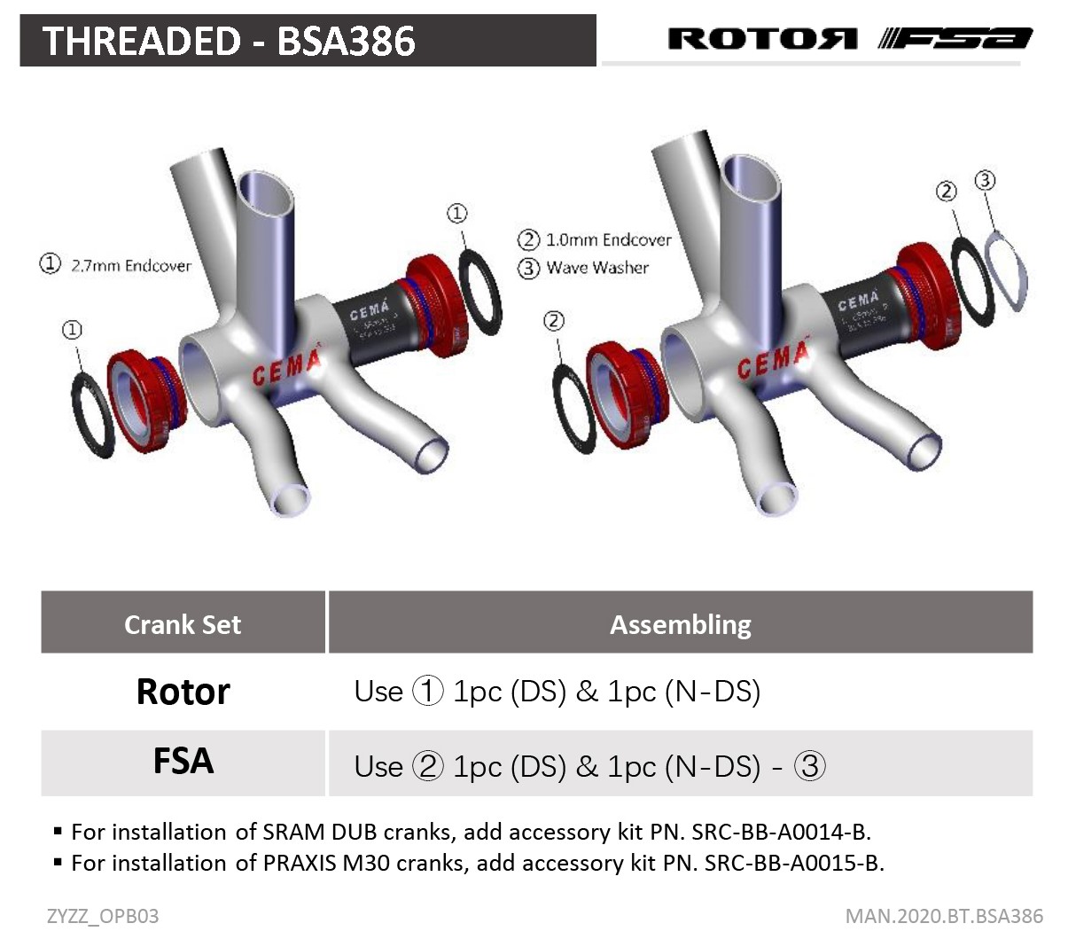 bsa cema praxsis bottom bracket